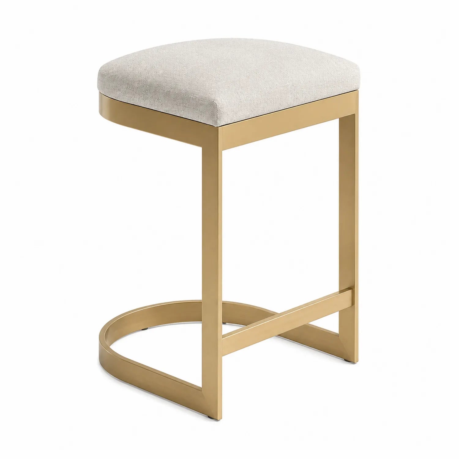 Barhocker Stahlrahmen Polstersitz Beige 65 cm