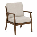Leinensessel mit Walnussholzrahmen Beige