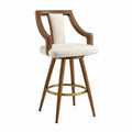 Barhocker aus Holz und Leinen Braun/Beige