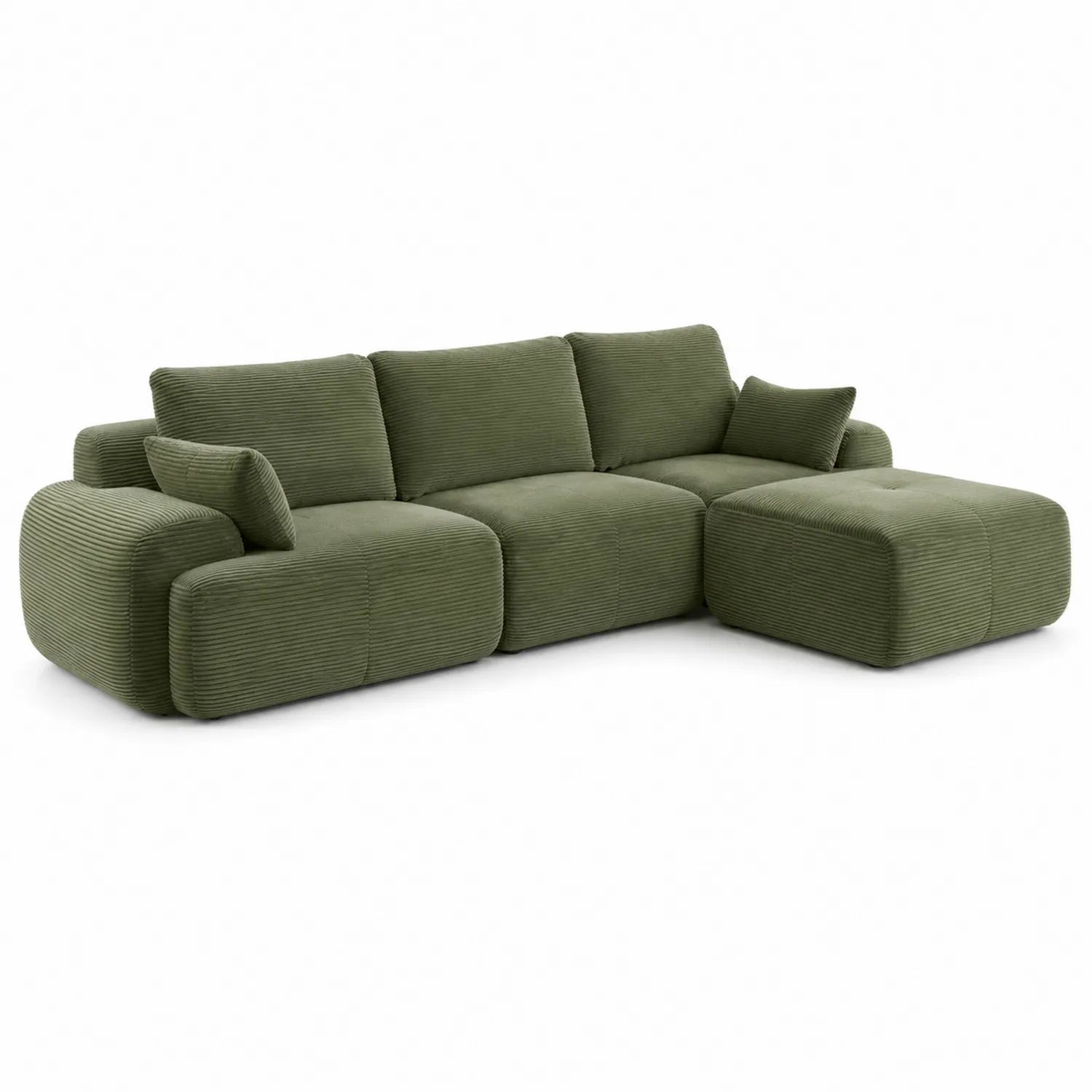 Ecksofa aus Cordstoff Olivgr¨¹n 300x180x85 cm