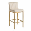 Barhocker aus cremefarbenem Textil mit goldenem Metallgestell