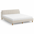 Doppelbett Textil Beige 200x160 cm mit Massivholzrahmen