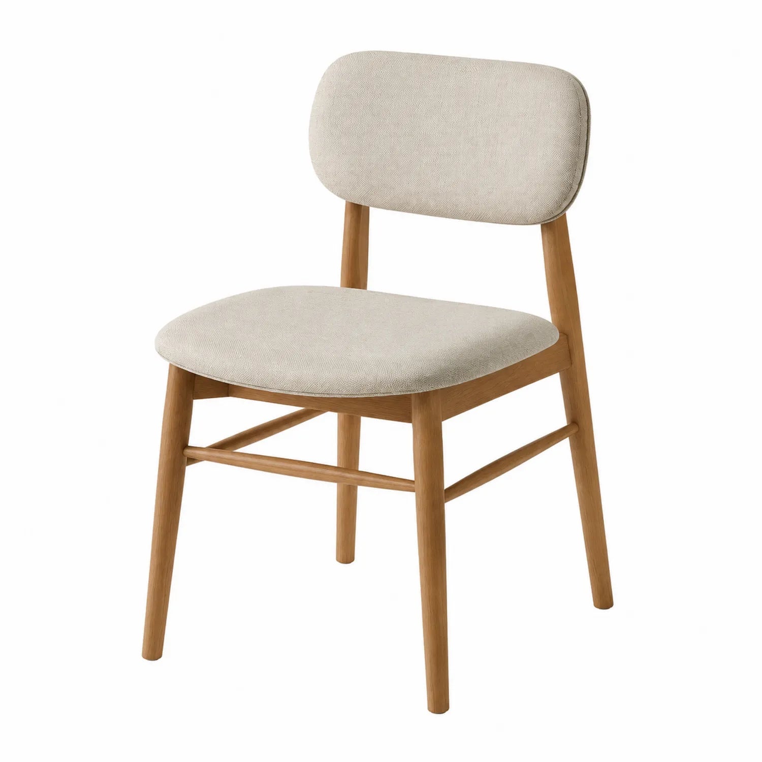Holzstuhl mit Leinenbezug Beige