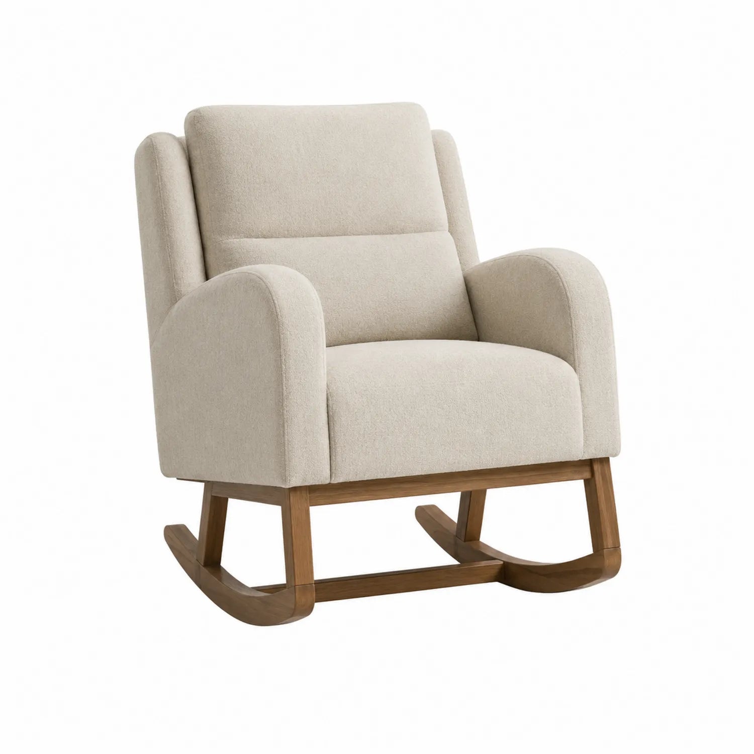 Stoff-Schaukelstuhl mit Holzrahmen Beige