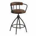 Drehbarer Barhocker aus Kunstleder und Metall, Braun/Schwarz, 65-85 cm