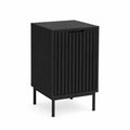 Schwarzer MDF-Nachttisch mit Stahlbeinen 40x40x70 cm