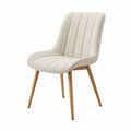 Esszimmerstuhl Stoff Beige mit Holzgestell