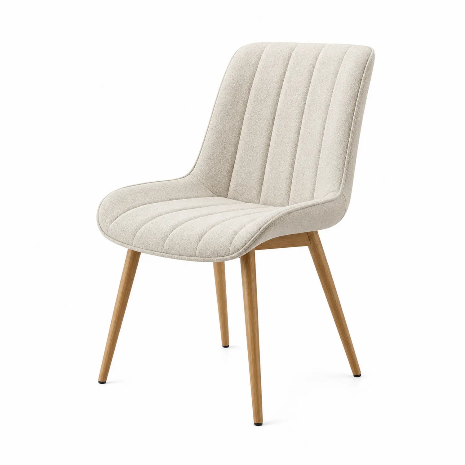 Esszimmerstuhl Stoff Beige mit Holzgestell