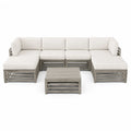 Gartensofa-Set aus Akazienholz mit Polyesterkissen Beige L-Form