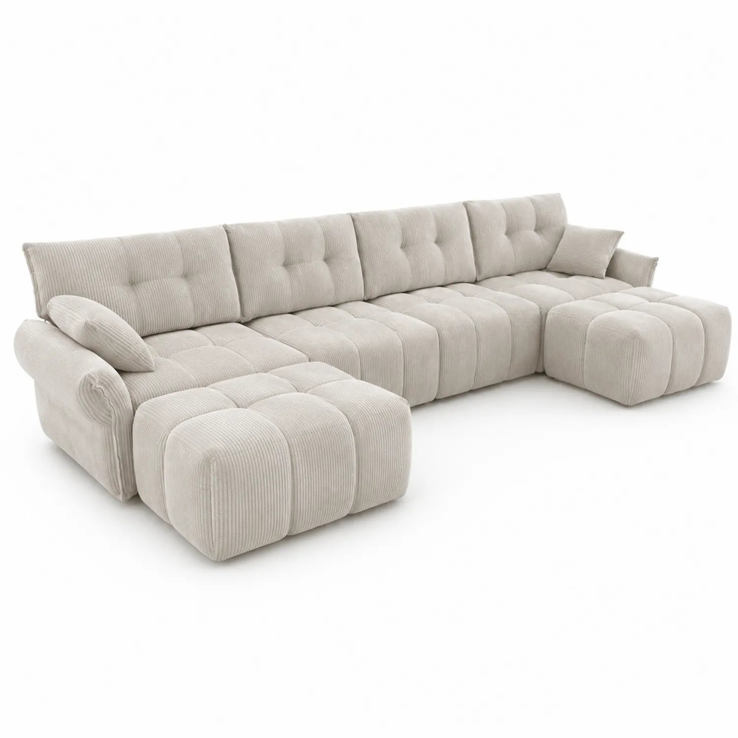 Ecksofa aus Cord Beige 300x250 cm