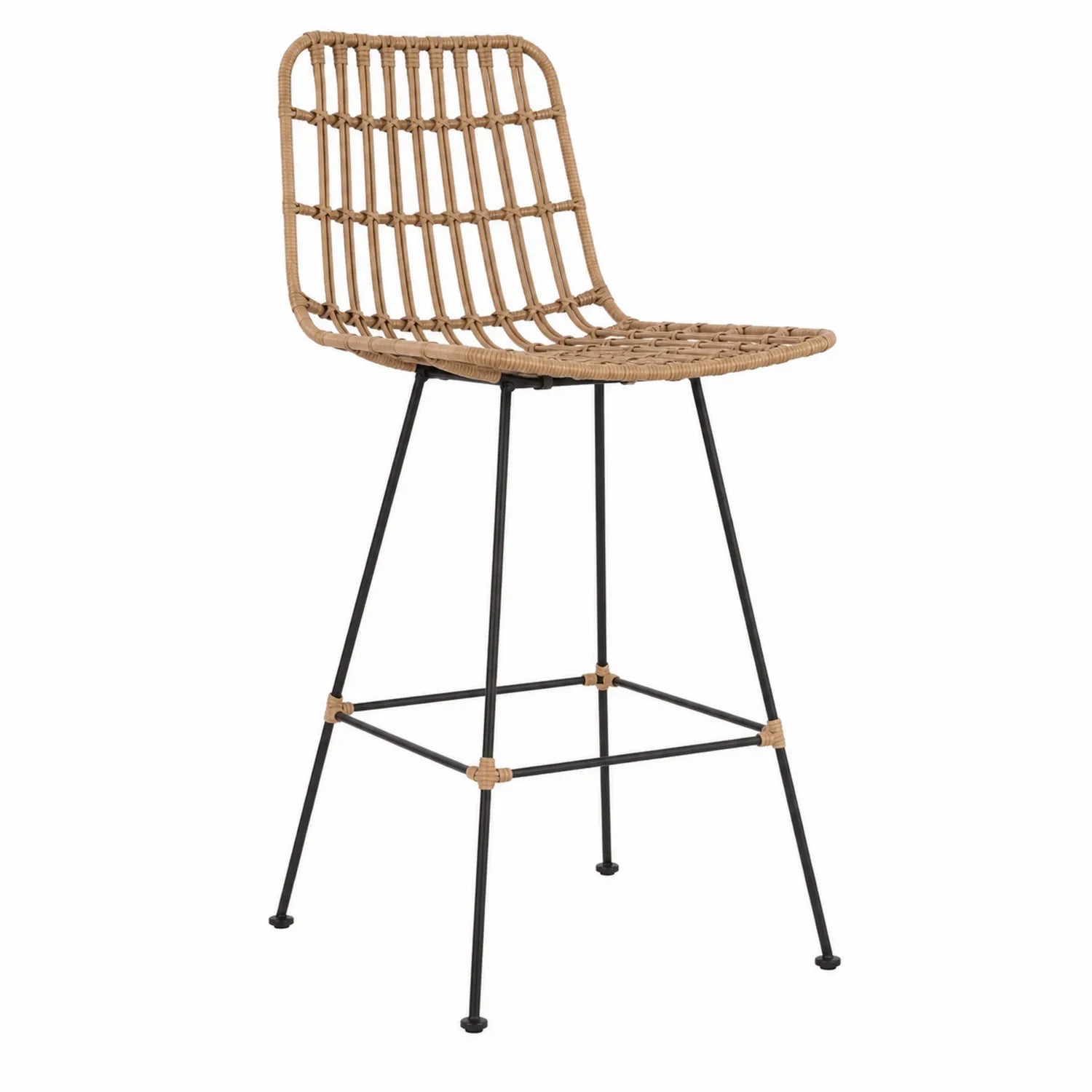 Barhocker Rattan Sitz Metallbeine