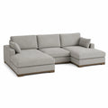 Ecksofa-Set Polyester Hellgrau 300x200x85 cm mit Kissen