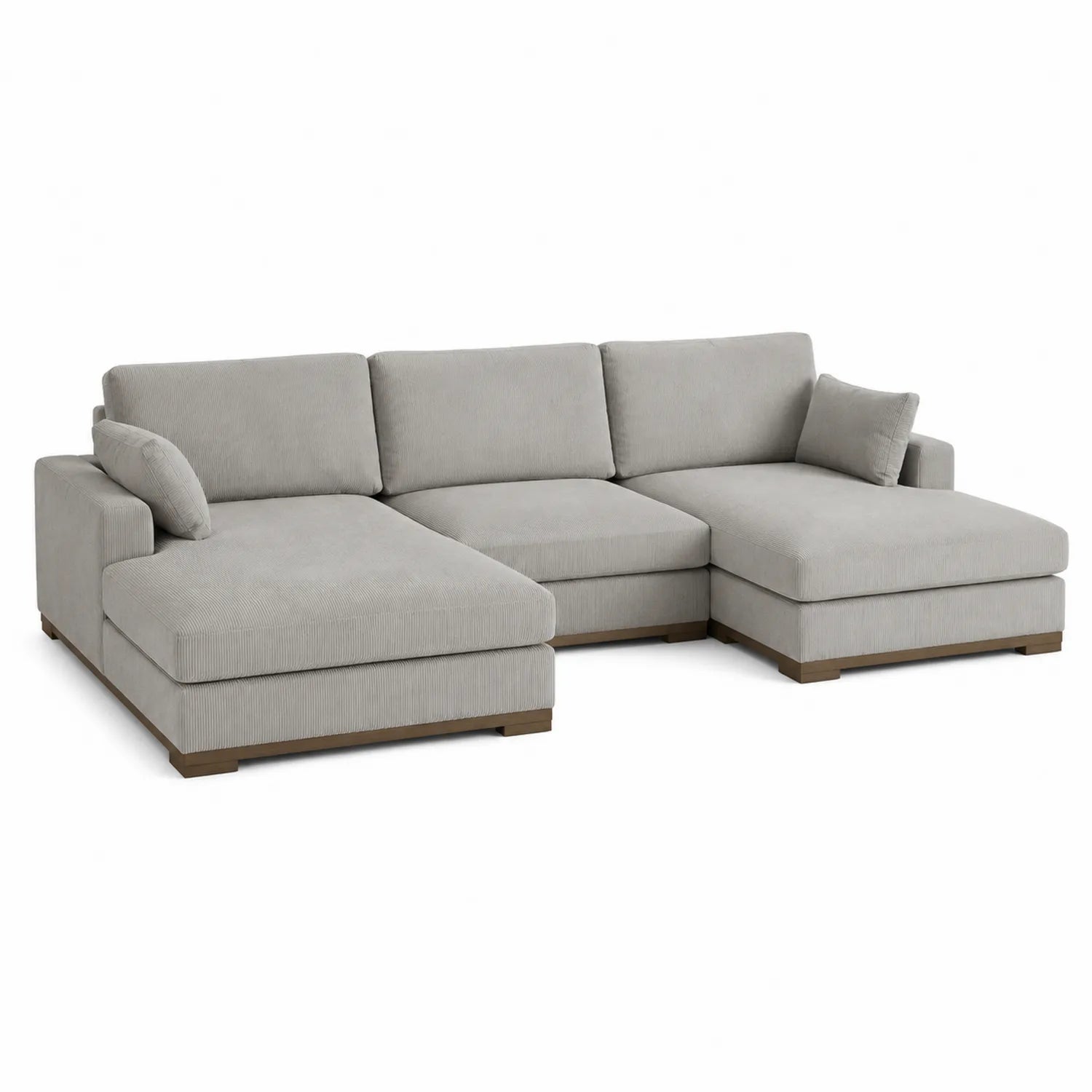 Ecksofa-Set Polyester Hellgrau 300x200x85 cm mit Kissen