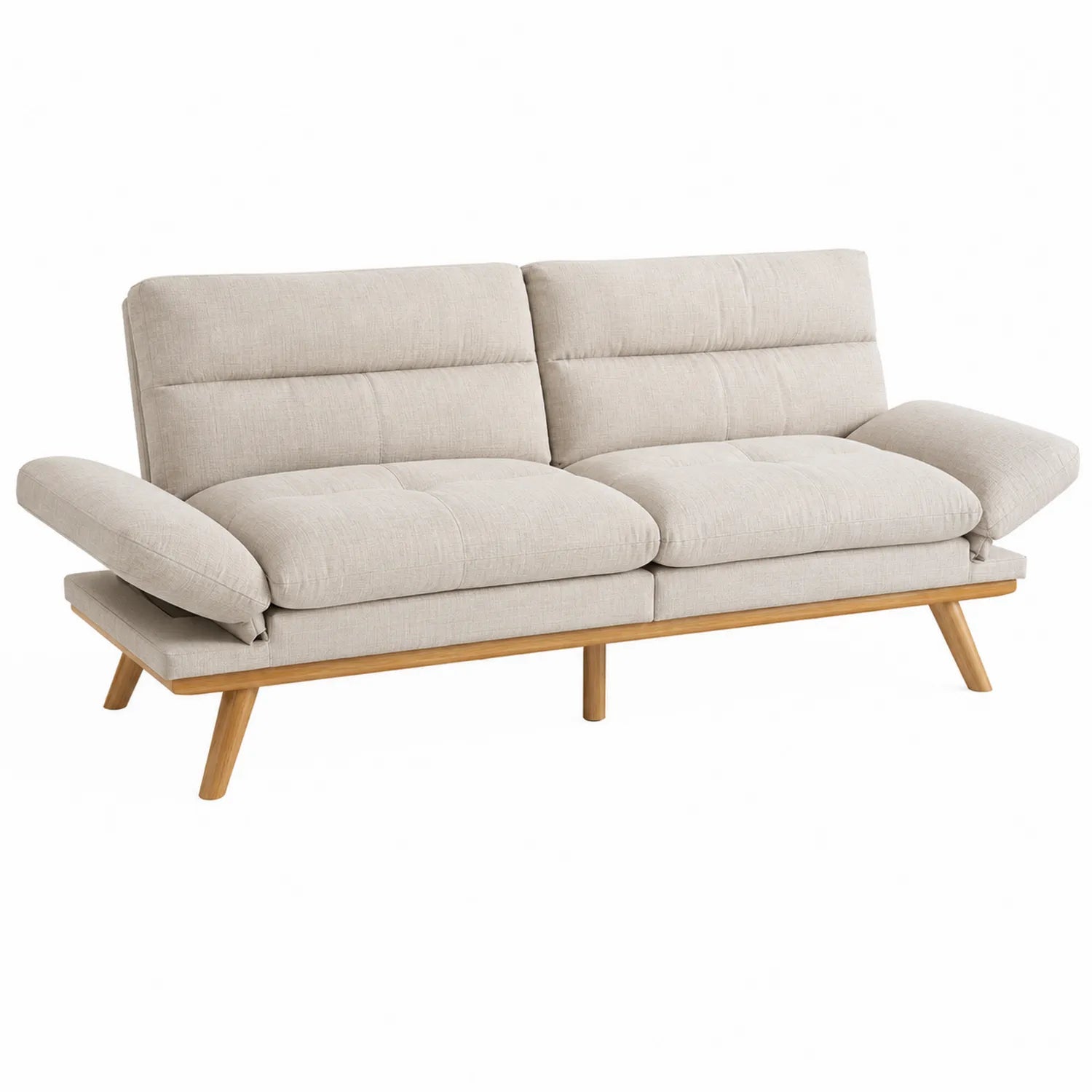 Beiges Stoff-Schlafsofa 3-Sitzer mit Holzrahmen