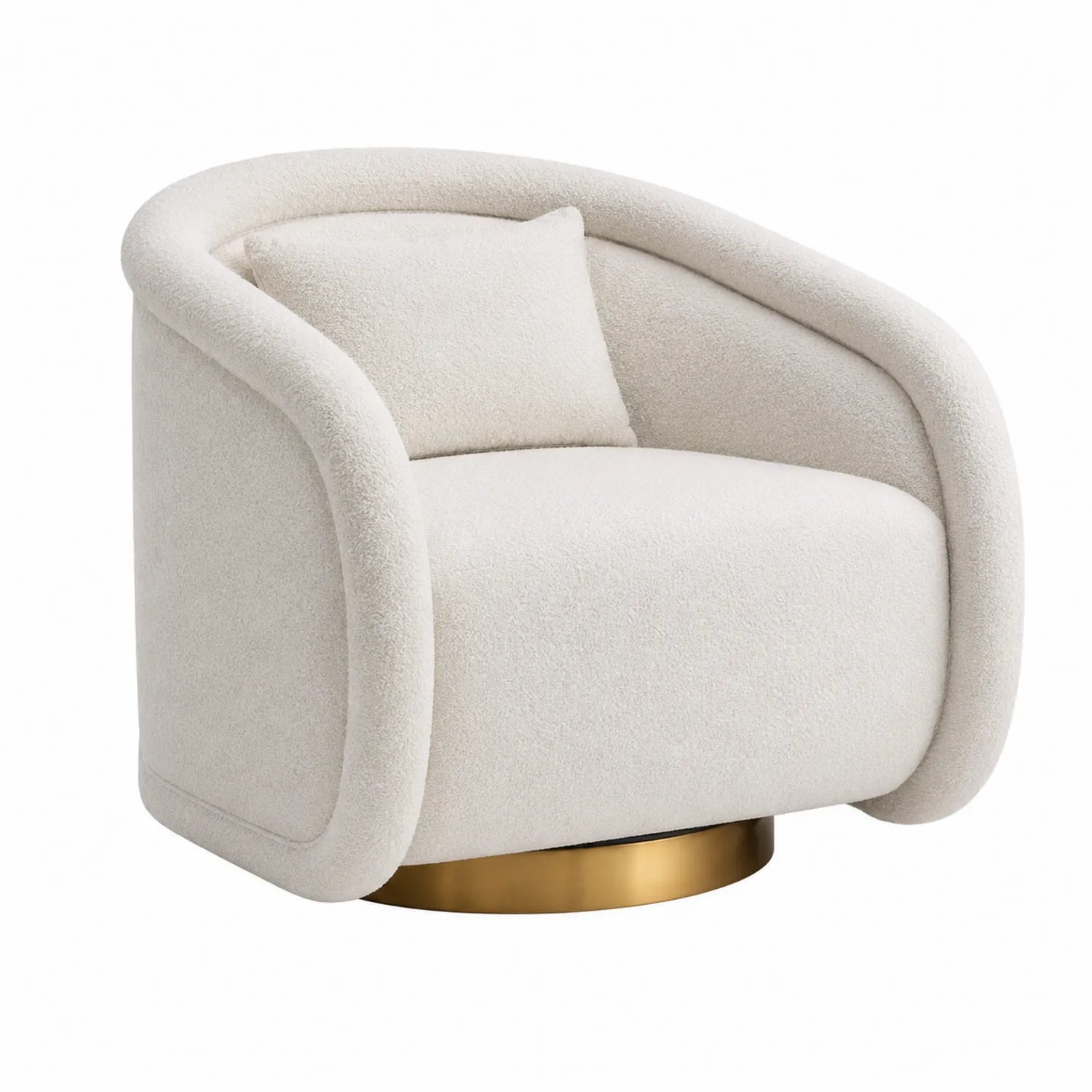 Boucl¨¦-Drehsessel aus Stoff Creme