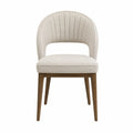 Polsterstuhl mit Polyesterbezug und Holzbeinen, Beige, 80 cm