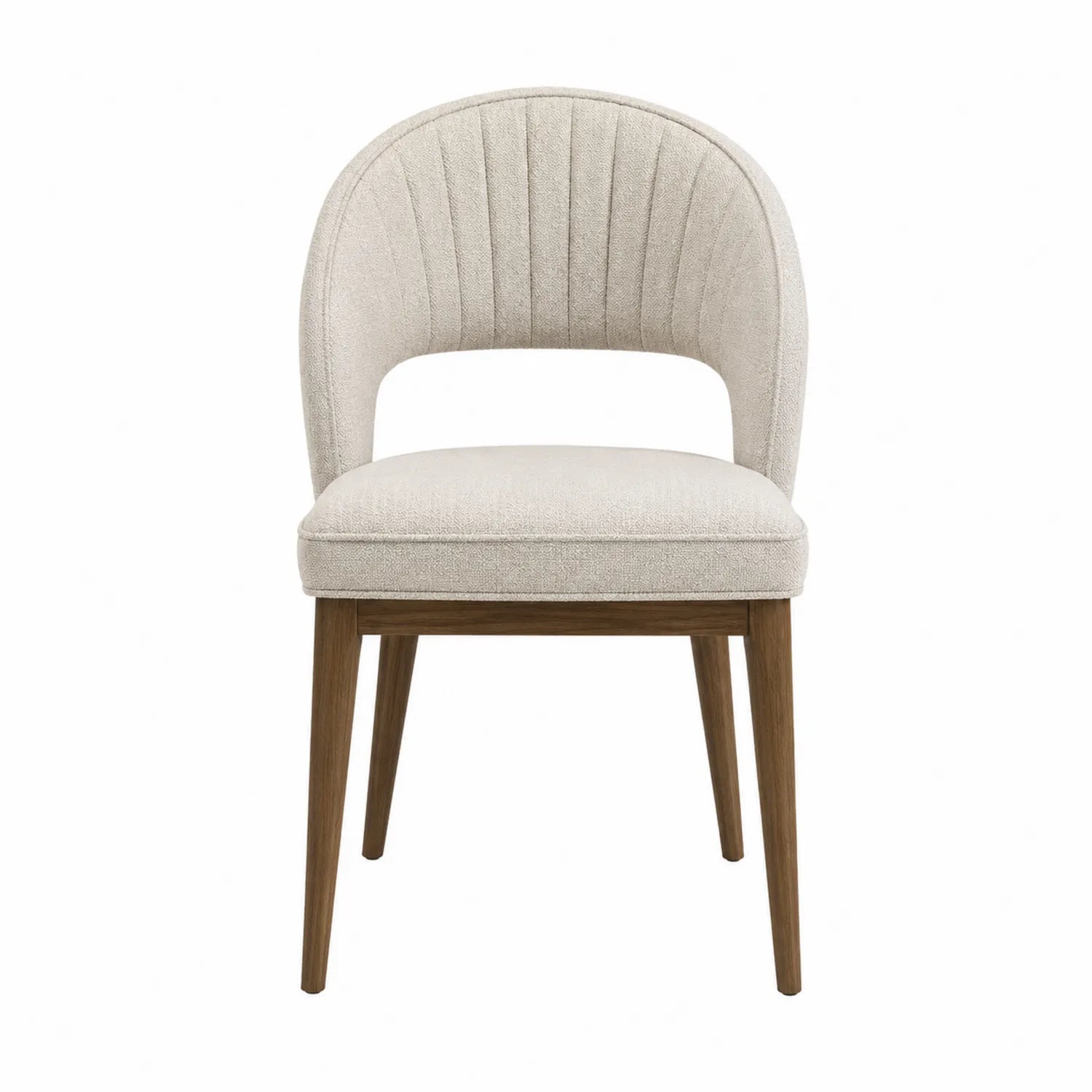 Polsterstuhl mit Polyesterbezug und Holzbeinen, Beige, 80 cm