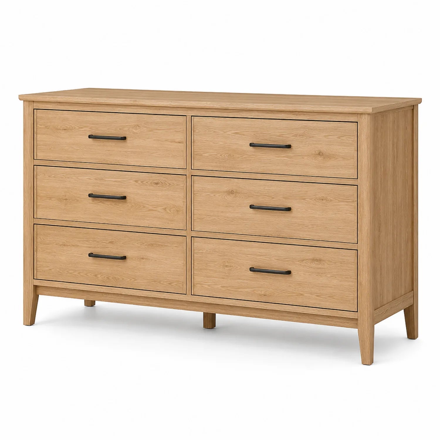 Kommode mit 6 Schubladen aus Holz in Heller Eiche