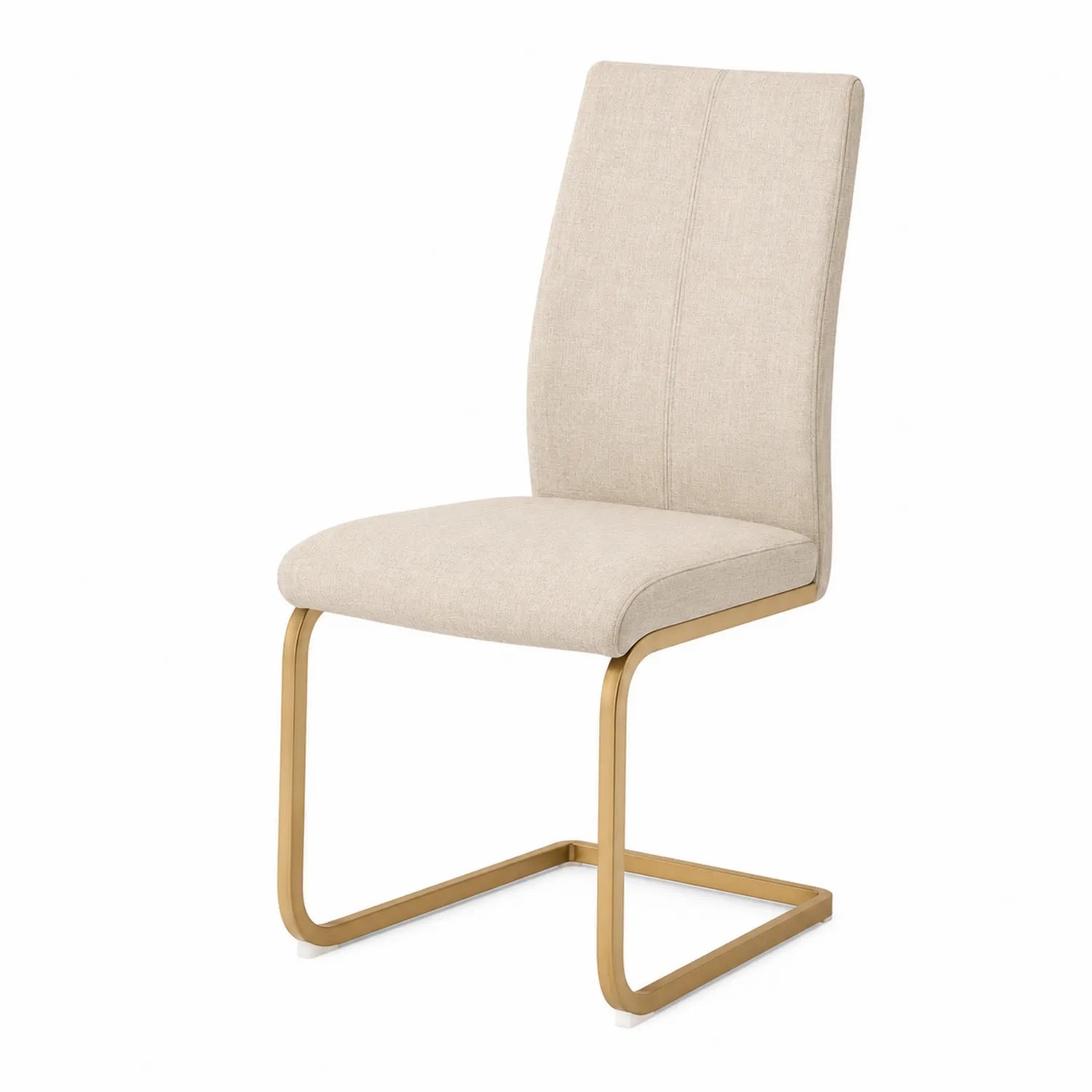 Esszimmerstuhl aus Stoff Beige mit Stahlrahmen