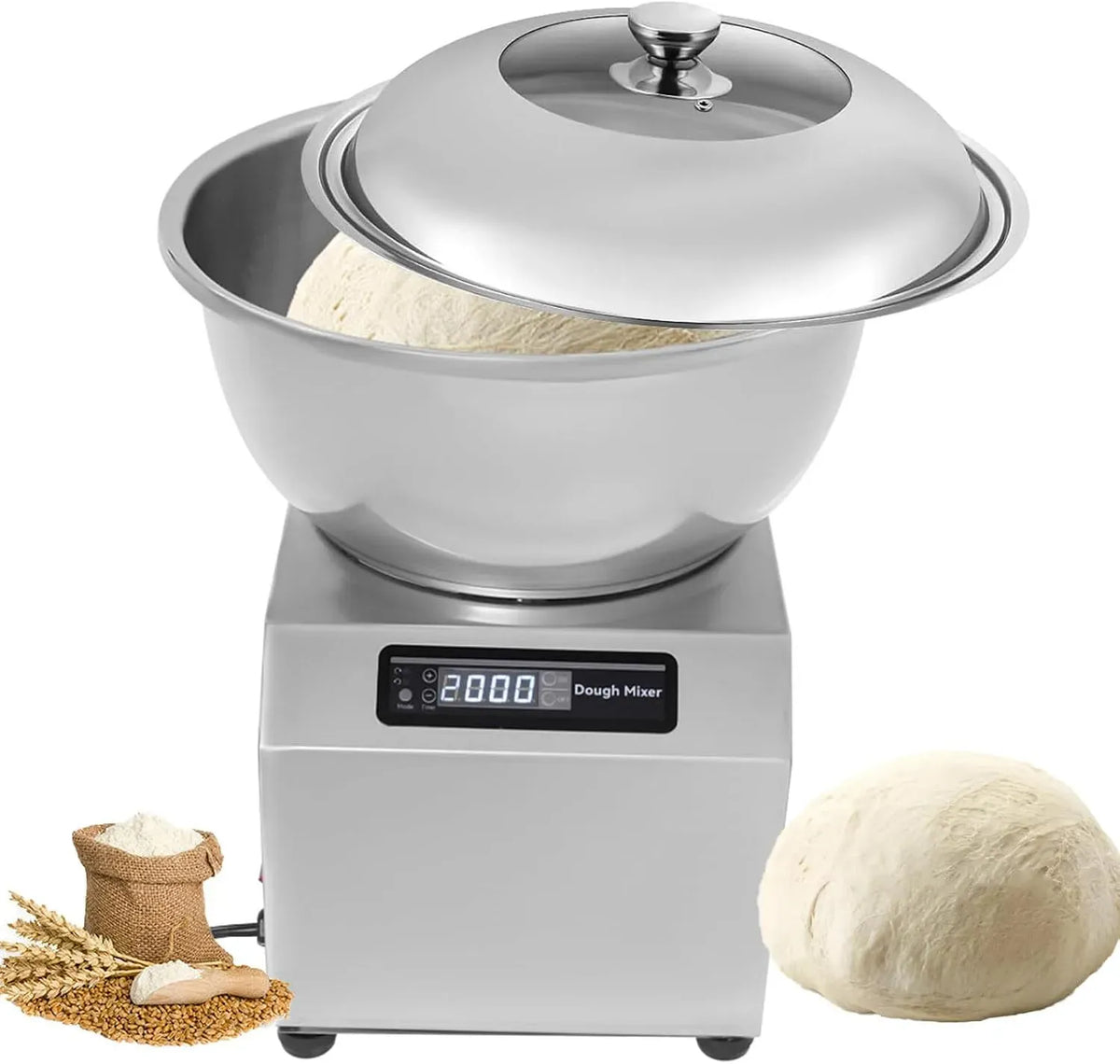 2200-W-Elektrokneter 30-Minuten-Timer Hochleistungs-Teigmaschine, 5 kg, 8 kg, Pizza, für Bäckereien, Gewerblicher