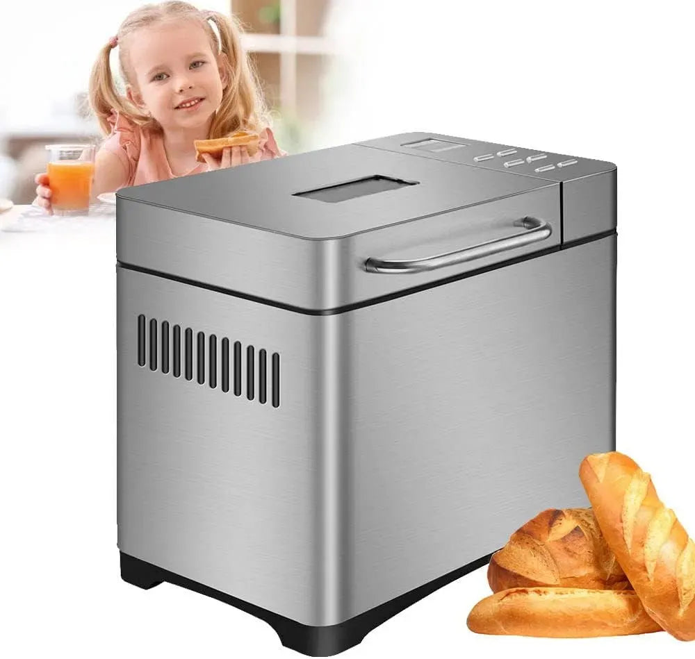 Brotbackautomat IN 1, 650 W, Brotbackmaschine, Touch-Bedienung, Edelstahl, 650W Brotbackmasch e mit Automatische Zutatenbox