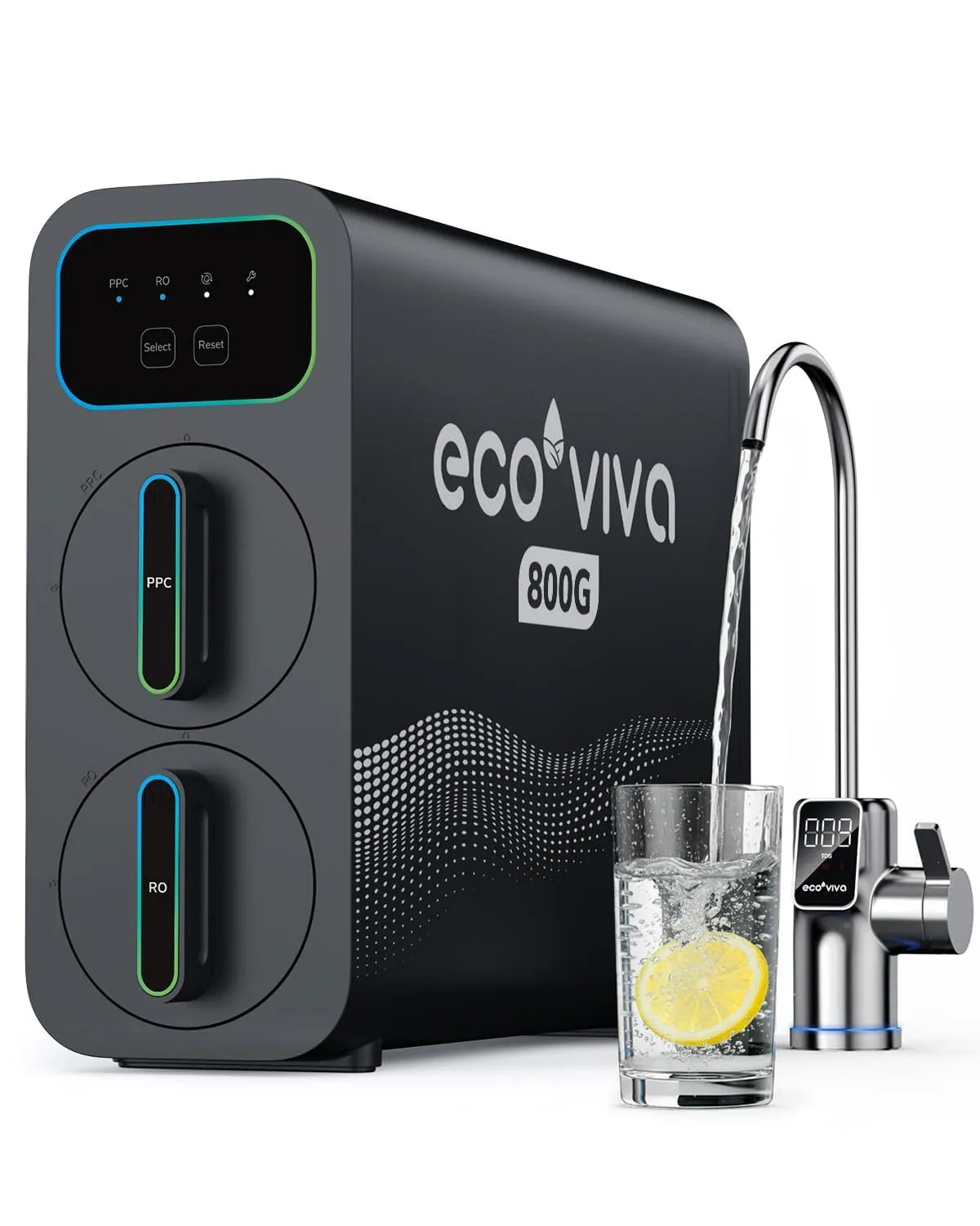 9-stufige Osmoseanlage, Wasserfilter, Untertisch, Trinkwasserfiltersystem, 3028 L, Schwarz