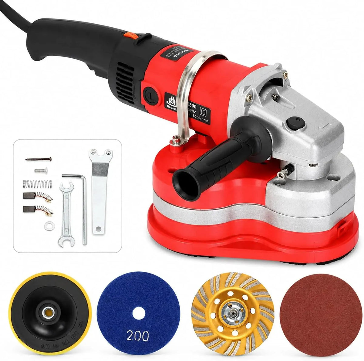 3-Scheiben Bodenschleifmaschine, 2800 W, 6 Stufen, Stand- und Wandmontage, aluminium, für Garage, Betonschleifer