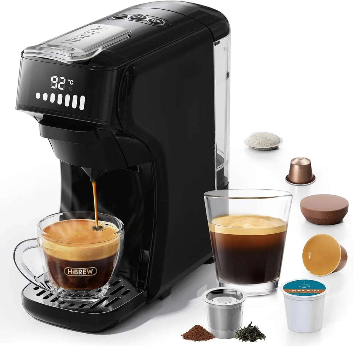 Espressomaschine, HIBREW H1B 6-in-1, Kaffeemaschine für Espresso, 20 Bar Kompakte Espressomaschine