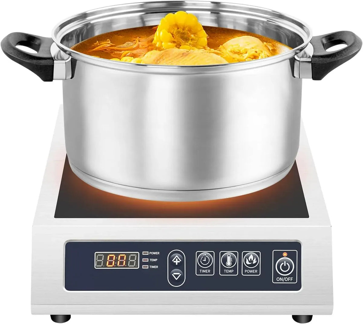 10-Temperaturgetriebe 11-Leistungsgetriebe für Flache Edelstahl-, Einzel Kochplatte Induktion, 3500W Induktionskochplatte, 10-Temperaturgetriebe