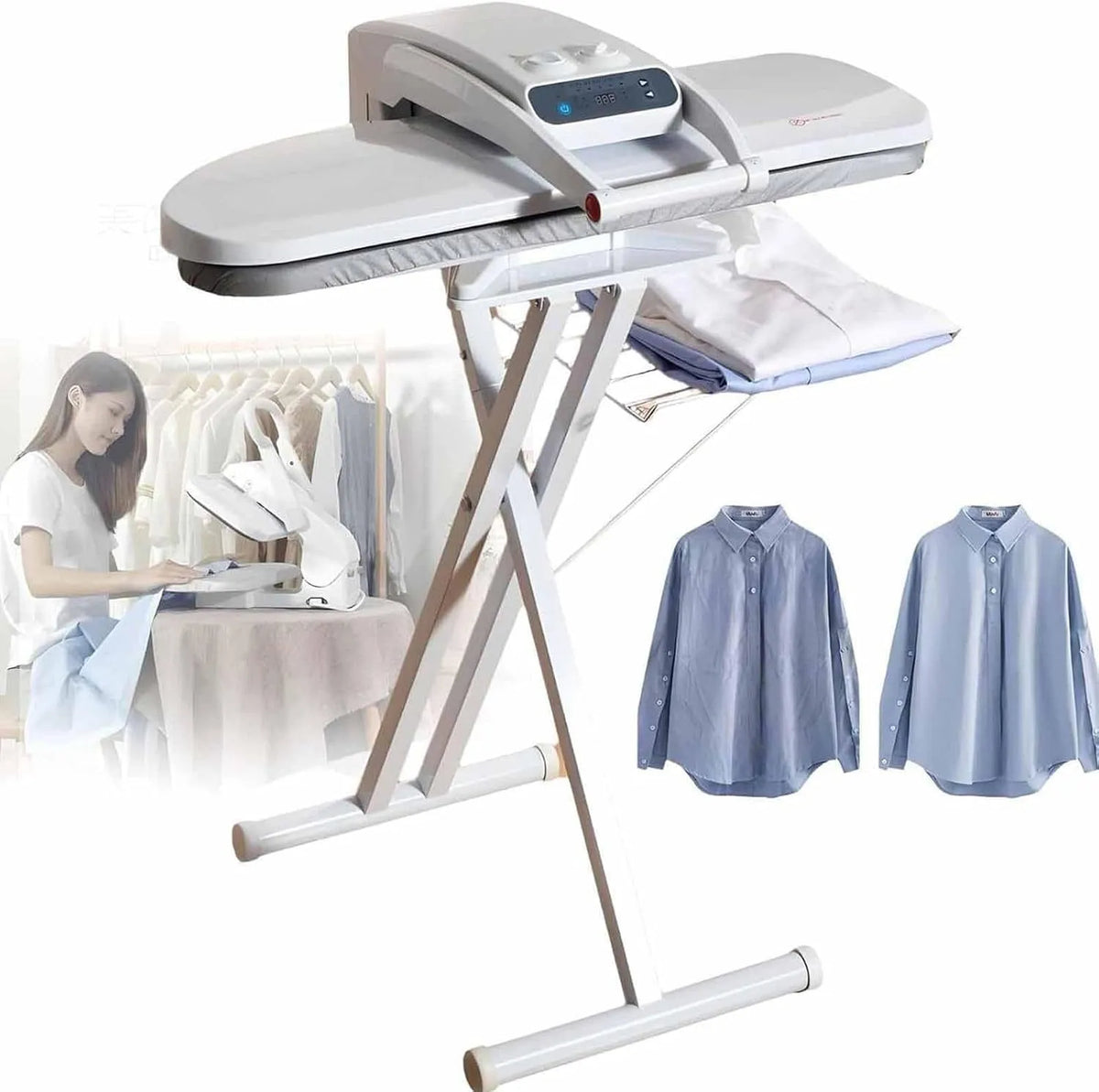 1800W-Withbracket mit Digitalanzeige, Temperaturregelung, für privaten und gewerblichen Gebrauch, 800x310mm/650x240mm Bügelfläche, 360°, 50 kg Druck