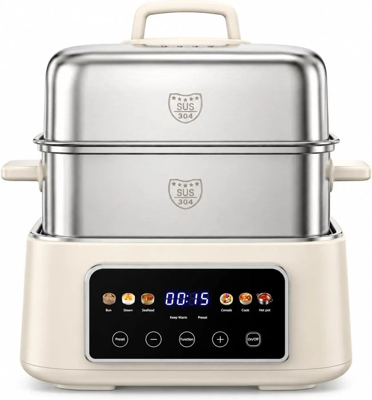 Dampfgarer, 12.5 L, Edelstahl, Elektrischer, Fulgutonit 304 Edelstahl Elektrischer Dampfgarer 12