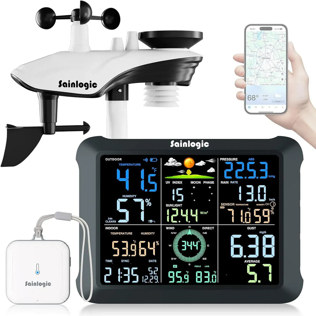 14-in-1 SA9 Wetterstation, Außensensor, Funkwetterstation, WLAN