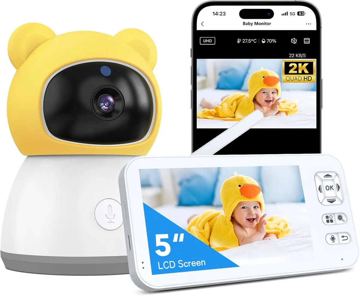 2-Wege Feuchtigkeitssensor, Babyphone, Kamera, Babyüberwachungsgerät, WLAN, 2 Temperaturzonen