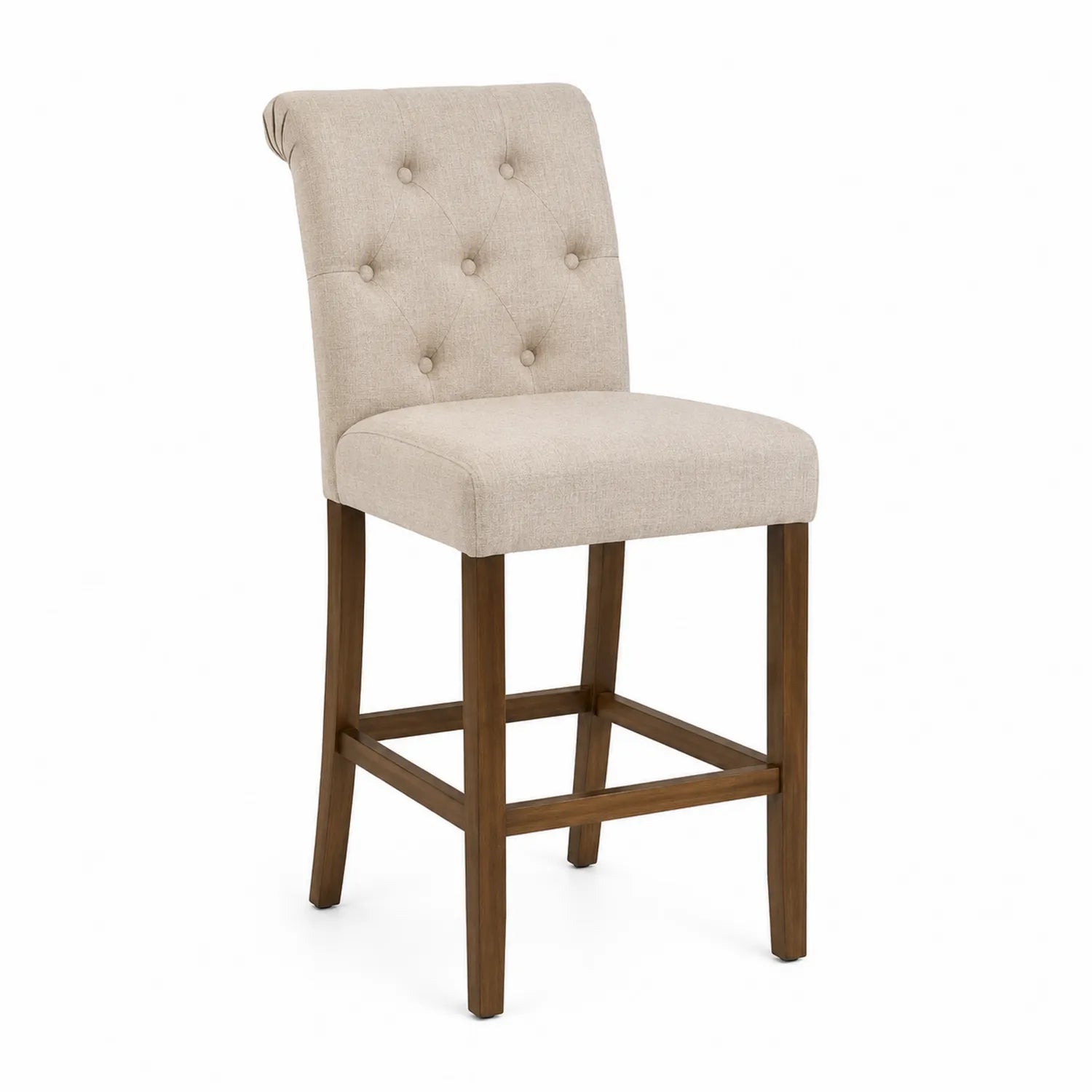 Barhocker Leinen Beige Massivholz