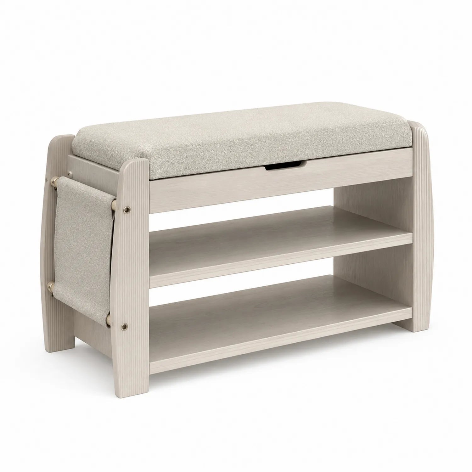 Schuhbank aus Holz mit Polstersitz Beige 80x30x45cm
