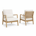 Teakholz St¨¹hle mit wei?en Kissen, 2er-Set