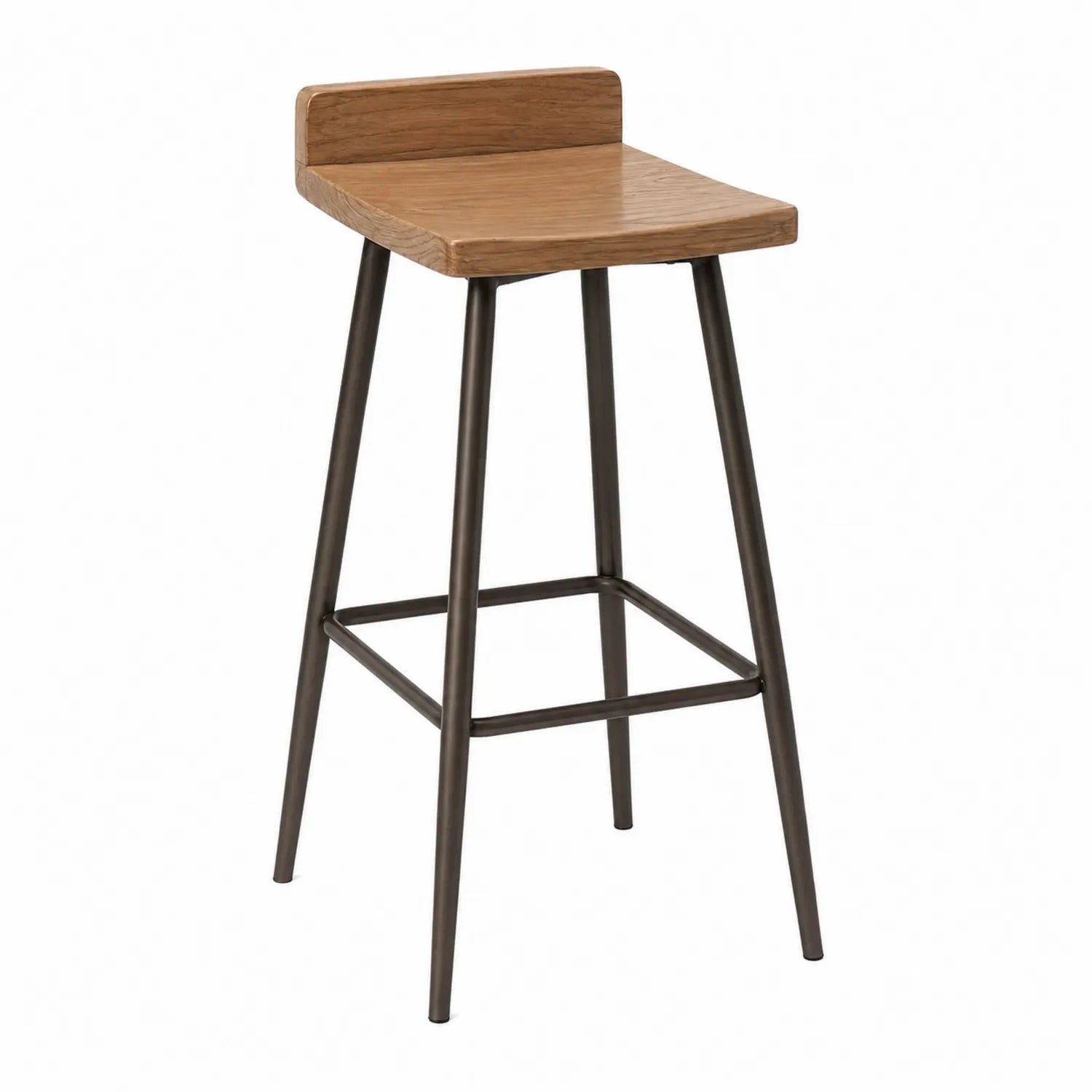 Barhocker aus Eiche und Stahl Braun