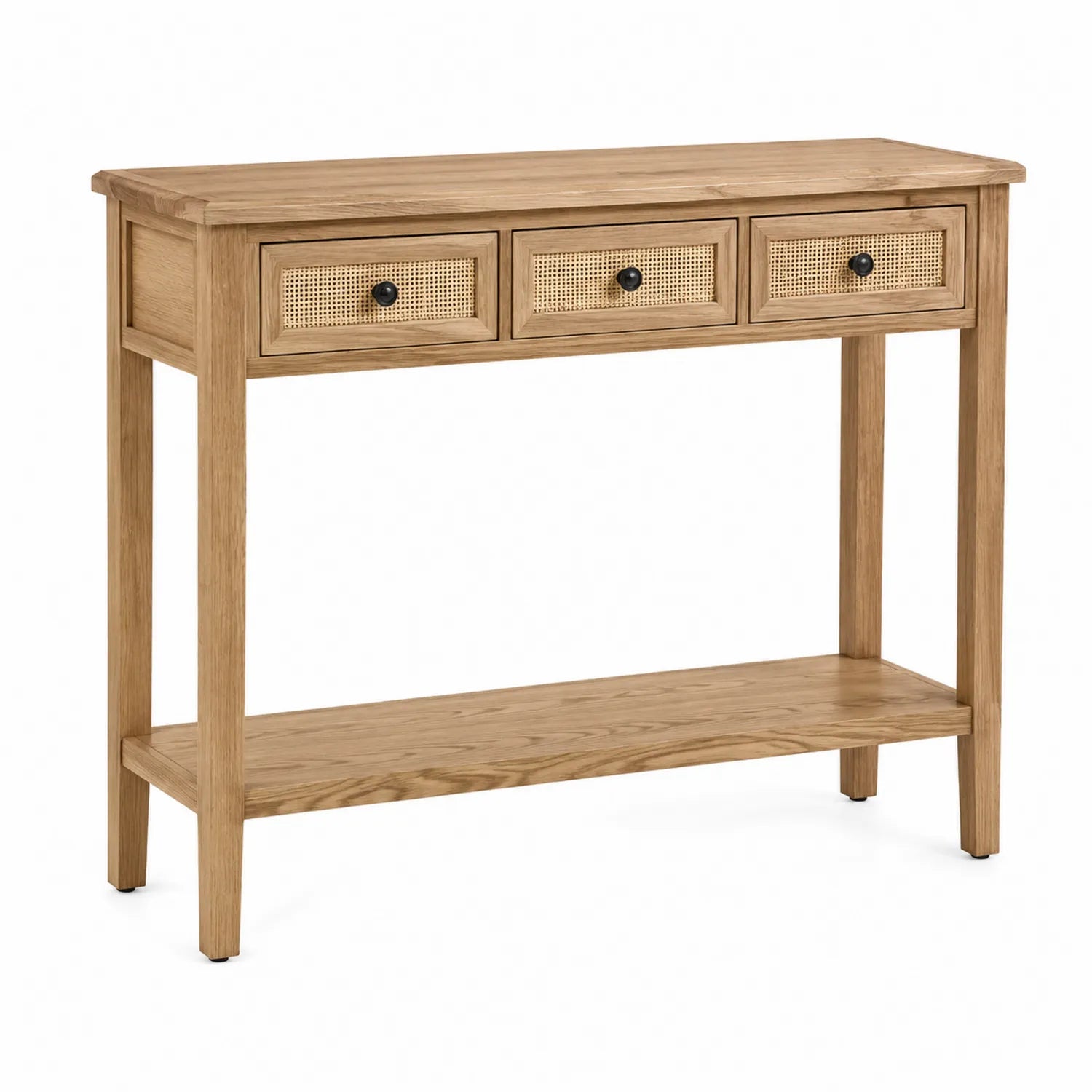 Konsolentisch Eichenholz Rattan Natur 100x30x75cm