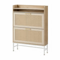 Schuhschrank Holz und Rattan Beige 2 F?cher 120cm