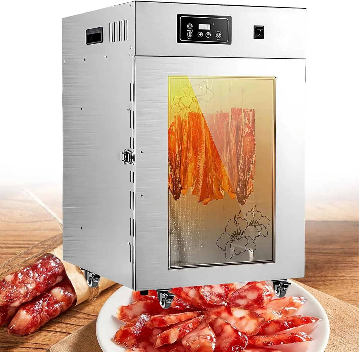 24-Stunden-Timer Trockenschrank, 30 bis 90 °C, 7,5 Kg, Edelstahl, für Fleisch
