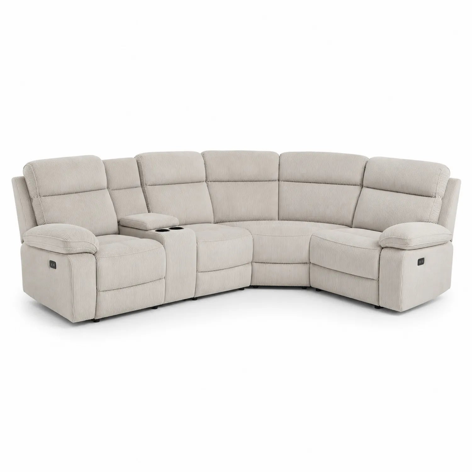 Ecksofa mit Liegefunktion aus Cordstoff Beige