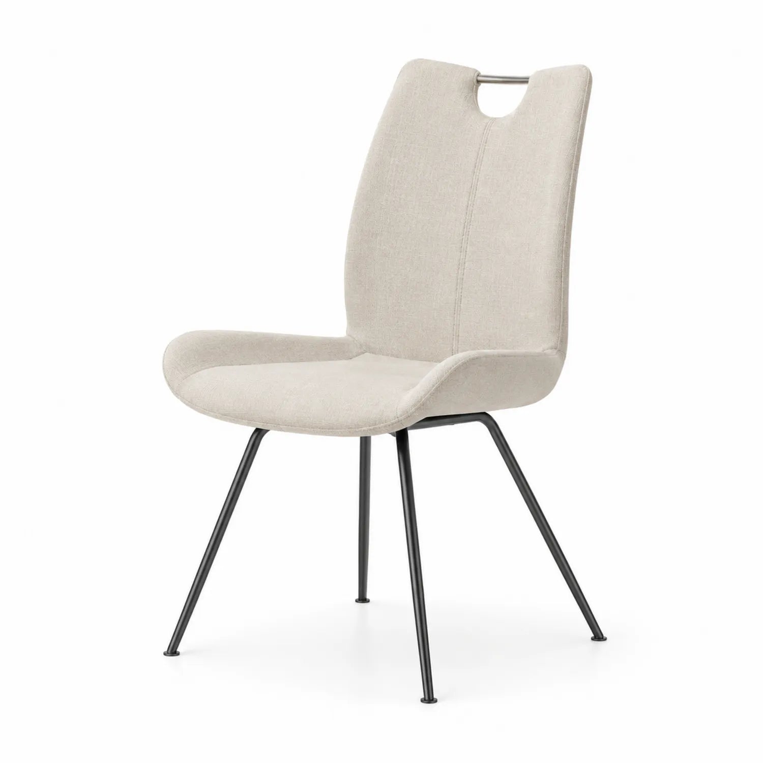Esszimmerstuhl Beige Stoff mit Metallbeinen