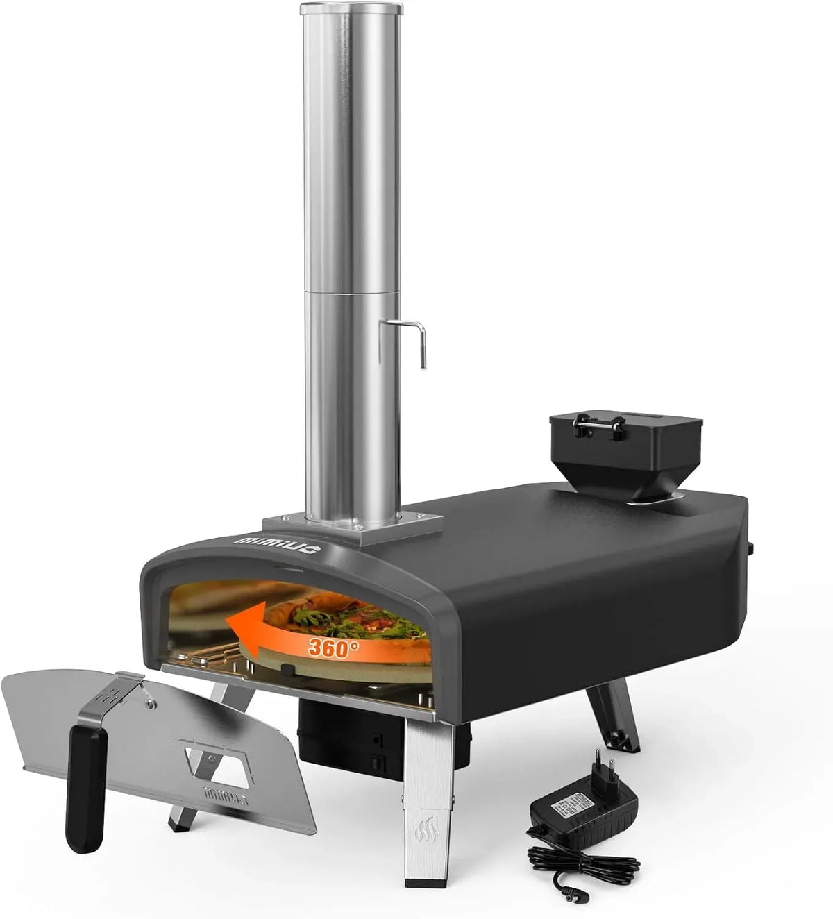 Elektrischer Pizzaofen, 33cm, tragbar, Outdoor, Schwarz, Tragbar Pizza Ofen