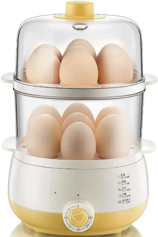 Doppel-Ei-Dampfgarer, Frühstücksmaschine, Eierkocher, Timer, Haushalt Kleines Mini-Ei-Artefakt Frühst