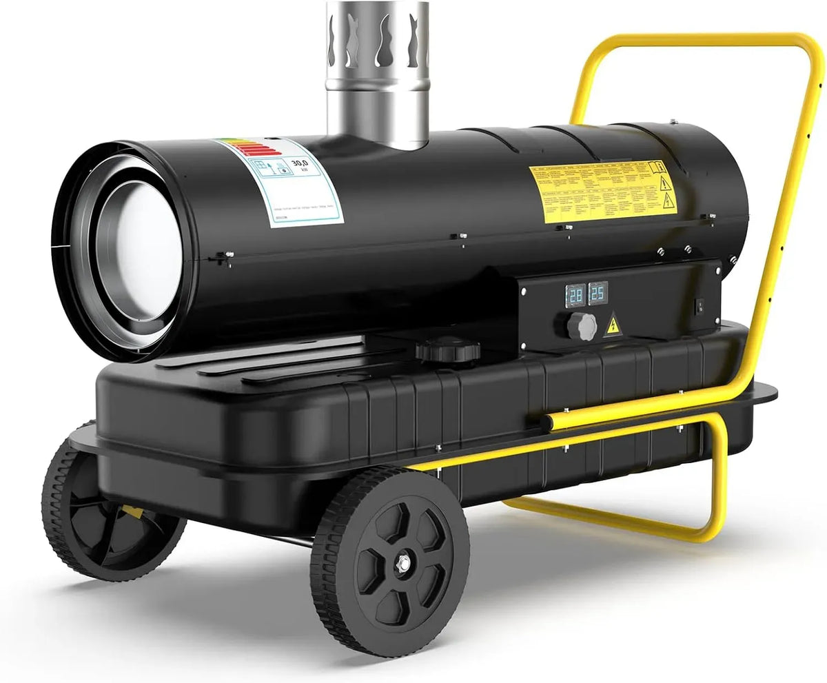 50 L Großtank, Indirekte Diesel Heizkanone 30 kW inklusive Abgasrohr