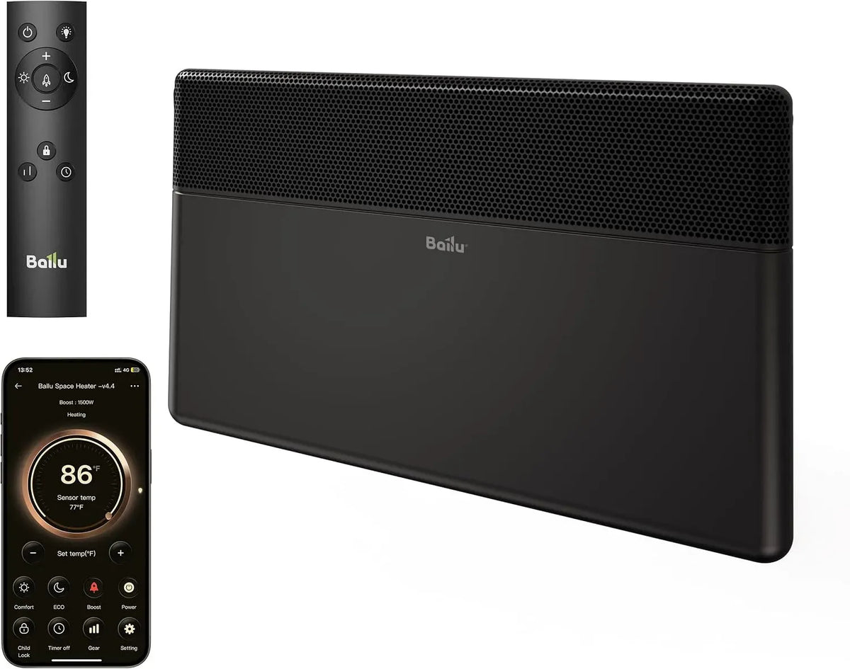 Elektroheizung, Standgerät, 2000 W, WLAN, Wärmefunktion, Stand- und Wandmontage, Ballu