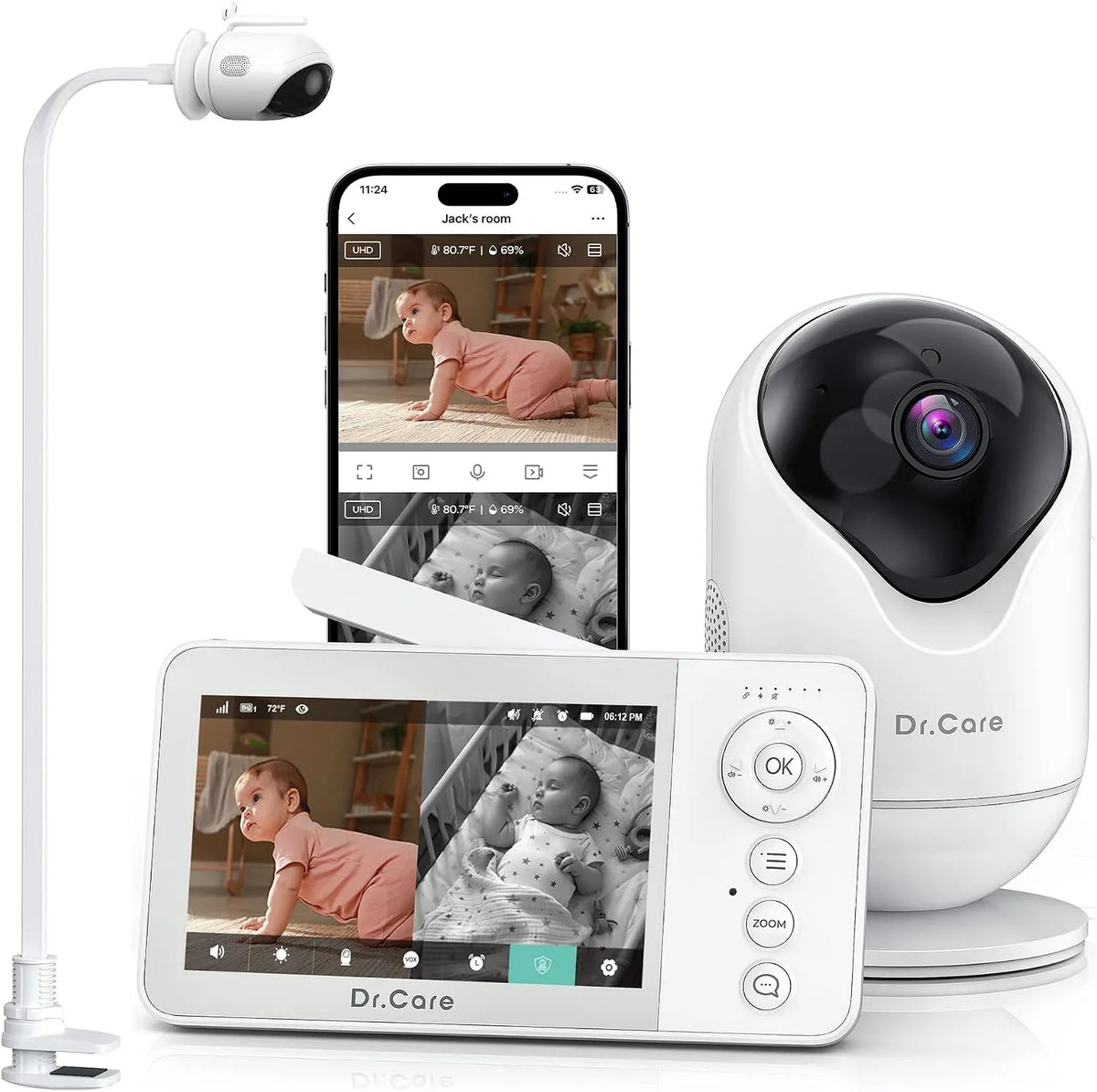 1080p 2500mAh Wechselakku, Babyphone, Kamera, Babyüberwachungsgerät, 390 m, WLAN, kabellos